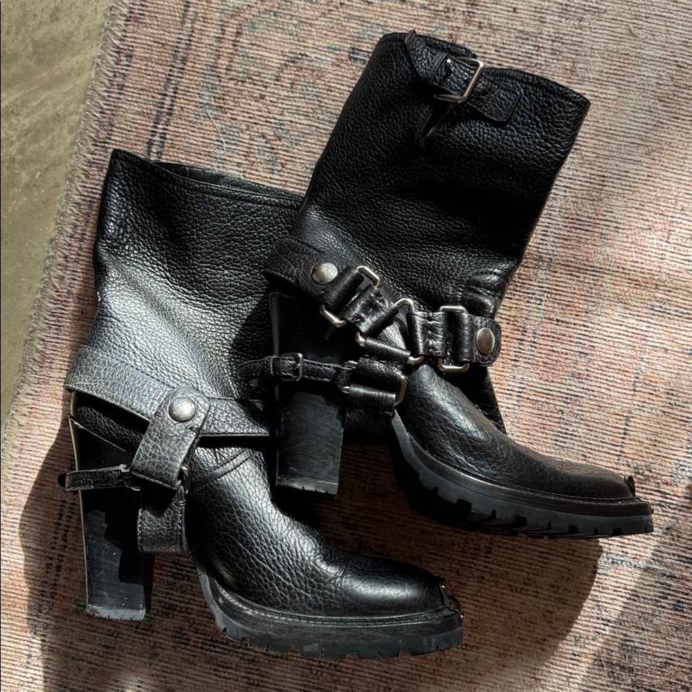 Miu Miu Black Heeled Leather Boots